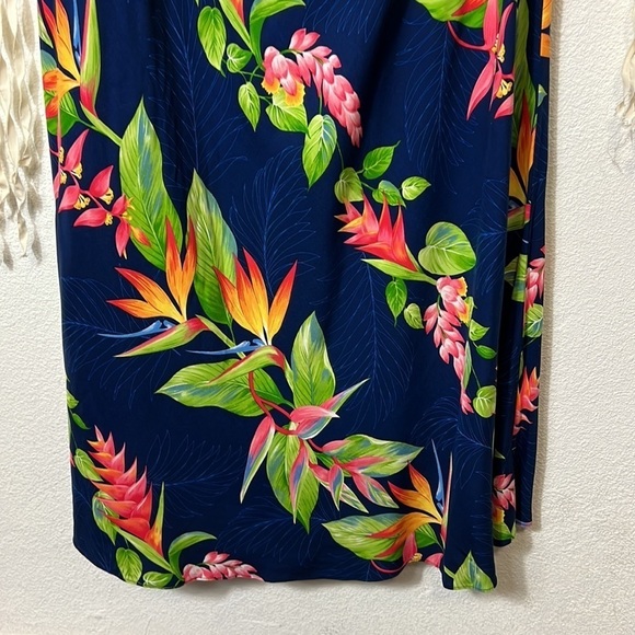 Hawaiian Original Navy Bird of Paradise Floral Midi Dress Size 2XL - Picture 3 of 6